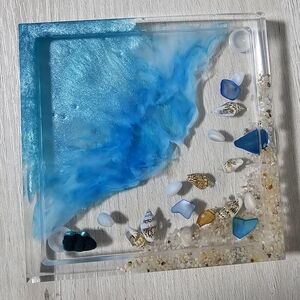 Ocean-Inspired Resin Art Coaster